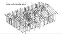 PREFAB TIMBER FRAME KIT ENGINEERED WOOD HOUSE DIY BUILDING CABIN HOME GLULAM GLT