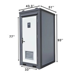 Bastone Portable Restroom w/ Sink, Flush Toilet & Vent Fan for Outdoor Use