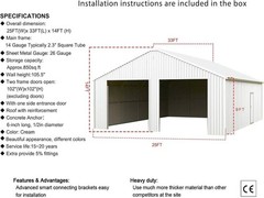 25x33x14 Metal Building Workshop 2 door garage new in crate