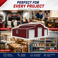 42x30x13ft Metal Garage Shed Outdoor Storage Heavy Duty Galvanized Steel Barn