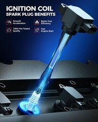 KAX 4x UF487 Ignition Coil Pack and 5018 Iridium Spark Plug Set, Fit for Toyo…