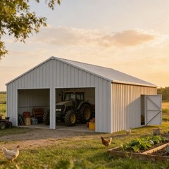 33’x 25’x 14′ Metal Car Garage/Outdoor Storage Shed/Heavy-Duty Steel Barn White