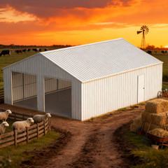 25x33FT Steel Garage Shed, 14-Gauge Galvanized, Double Doors, Heavy-Duty Storage