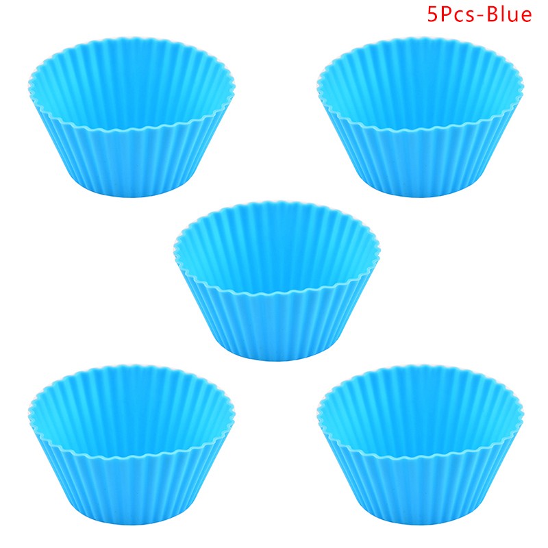 5Pcs Round Silicone Mold Cupcake Muffin Cup Baking Cookies Egg Tart Jelly Mold