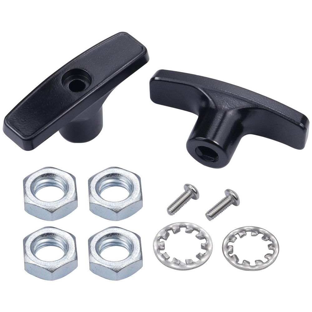 Bolaxin 2 PCS Metal RV Waste Valve Handle Kits, with 4 Nuts 2 Screws 2 Black