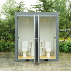 Bastone 2 Private Toilet Stalls w/ Sink Mobile toilet Portable Restrooms