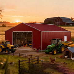 46x25x15 FT Outdoor Heavy-Duty Metal Garage Barn Shed Reinforced Steel Carport