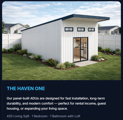 TEXAS ENERGY EFFICIENT 420 SQ FT ACCESSORY DWELLING UNT WITH TURN-KEY BUILD