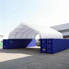 40’x40’x15′ Double Truss Peak Container Canopy Shelter 22oz PVC Canopy Shelter
