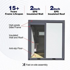 Bastone Private Toilet Portable Toilet with Fan-shaped Door Shower