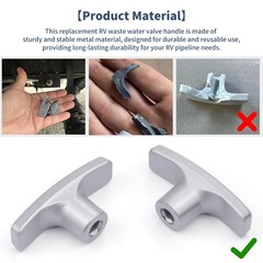 Bolaxin 2 PCS Metal RV Waste Valve Handle Kits, with 4 Nuts 2 Screws 2 Gray