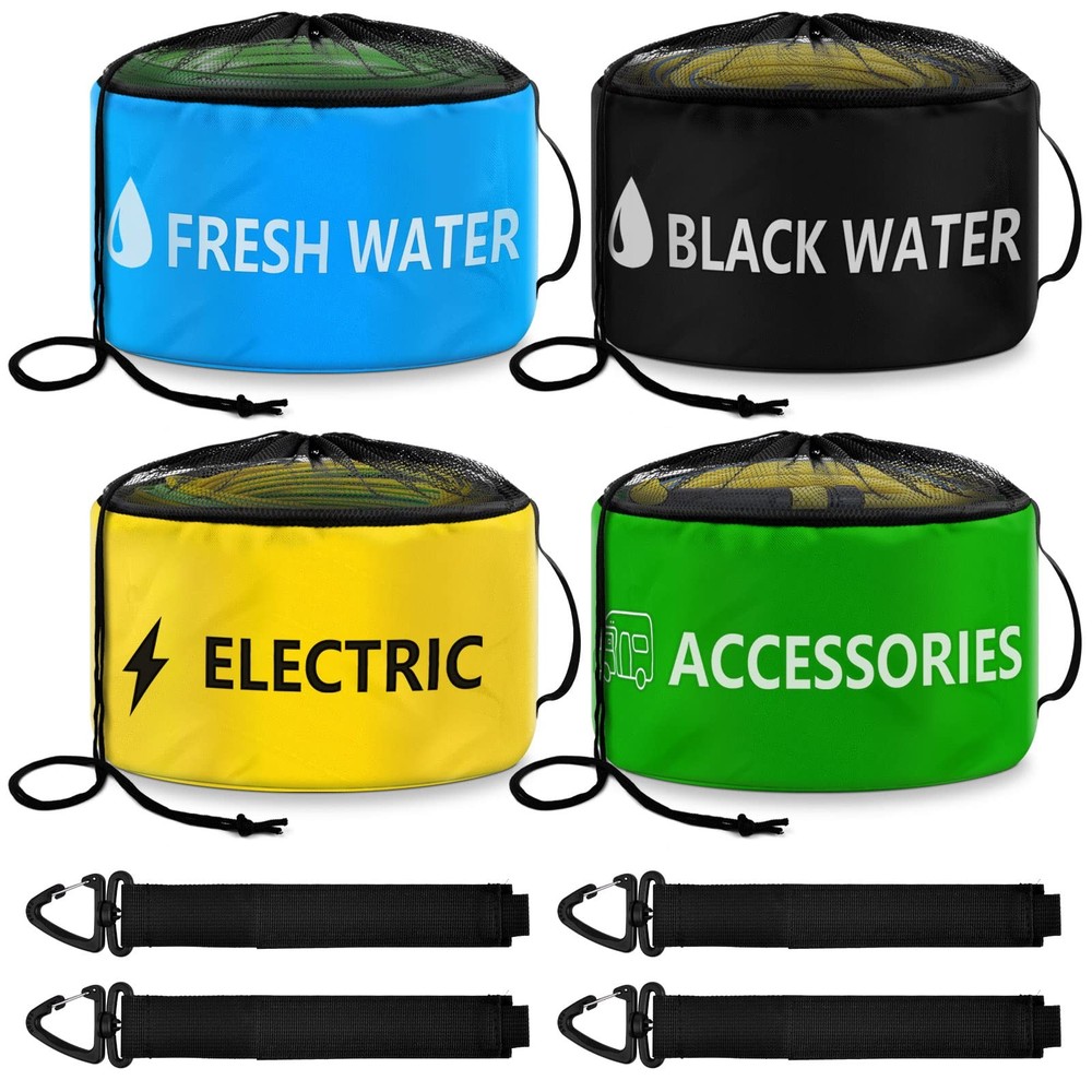 ERKOON Waterproof RV Hose Storage Bag of 9.84*17.7inch, Black, Yellow, Green
