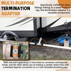 TonGass (2 x Combo Pack, Black) RV Sewer Pipe Adapter, 2 x Black