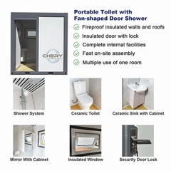 Bastone Private Toilet Portable Toilet with Fan-shaped Door Shower