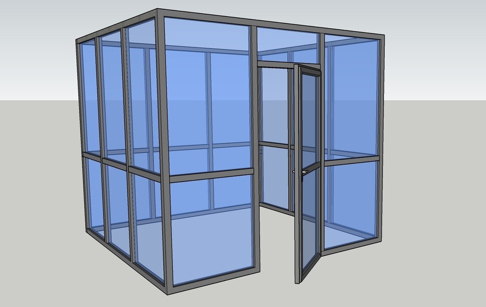 CGP Aluminum & Glass Conference Room 8′ x 8′ x 9′ w/Door, Black Color