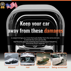 Heavy Duty Retractable Carport – Portable Lockable Car Shelter 8×8.2×7.5FT