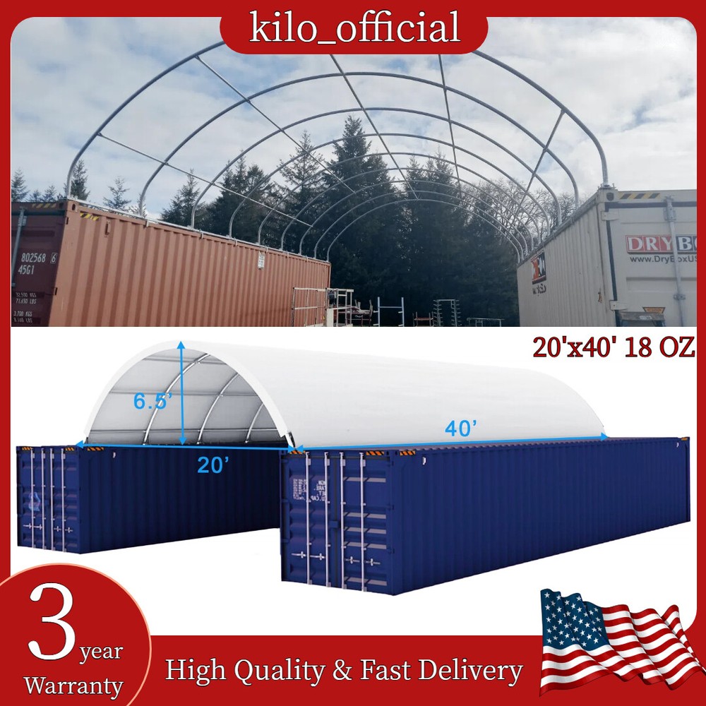 20’x40’x6.5′ PVC Canvas Fabric Building Shipping Container Canopy Shelter 18Oz