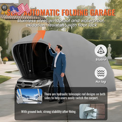 Heavy Duty Retractable Carport – Portable Lockable Car Shelter 8×8.2×7.5FT