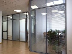 CGP Office Partition System, Glass Aluminum Wall 9′ x 9′ w/ Door, Clear Anodized