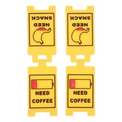 2Pcs Mini Plastic Warning Desk Signs Yellow Office Decor Reusable Caution