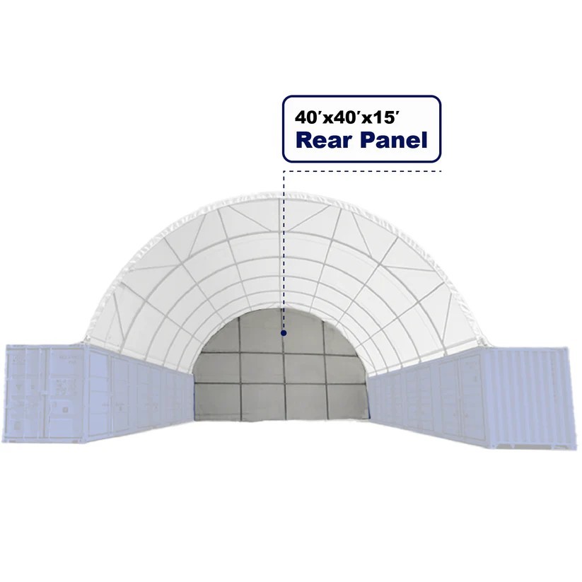 Half Panel with Frame for Container Shelter 40’x40’x15′ , 22oz PVC Shelter Parts