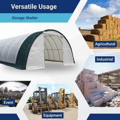 W30’xL85’xH15′ Single Truss Arch Storage Shelter 11OZ PE Canvas Building Shelter