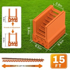 15 Ft RV Sewer Hose Support Blaze Orange Camper Drain Hose Stand