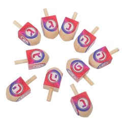 10 Pcs Festive Wooden Top Traditional Spinning Tops Bulk Dreidels for Hanukkah