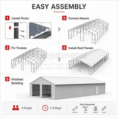 45′ x 25′ x 14′ Outdoor Storage Shed Reinforced Steel Structure Barn Car Garage