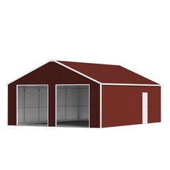 33x25FT Metal Garage Barn Outdoor Storage Shed Reinforced Steel Barn Carport Red