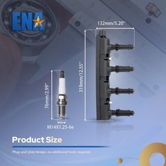 ENA UF669 Ignition Coil Pack and 3068 Iridium Spark Plugs for 1.4L Compatible…