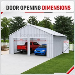 45′ x 25′ x 14′ Outdoor Storage Shed Reinforced Steel Structure Barn Car Garage