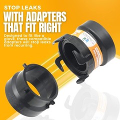 TonGass (Combo Pack) RV Sewer Hose Fitting Adapter to PVC, 3 inches, Black
