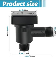 571-Vac-Chk RV Black Tank Valve, Plastic, 1/2″ NPT, Check Sewer…