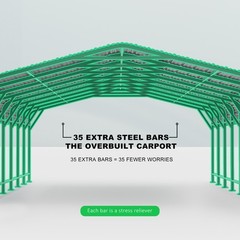 PABIMIA 20×20 FT Heavy-Duty Metal Carport, Outdoor Galvanized Steel Shelter