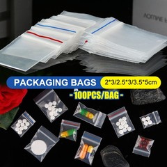 100Pcs PE Plastic Packaging Bag Ziplock Bag Pill Packaging Bag 2×3/2.5×3/3.5x5cm