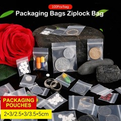 100Pcs PE Plastic Packaging Bag Ziplock Bag Pill Packaging Bag 2×3/2.5×3/3.5x5cm