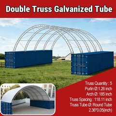 40x40x15FT Shipping Container Canopy w/Double Galvanized Steel Tube,Fabric Cover