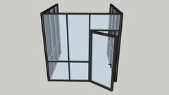 CGP Reeded Glass 3-Wall Partition System w/Door, 9′ x 9′ x 9′ x 9′, Black