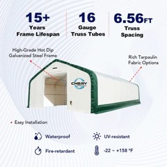W20xL33xH16 Heavy Duty Storage Shelter Double Truss 22oz PVC Canvas Barn Storage