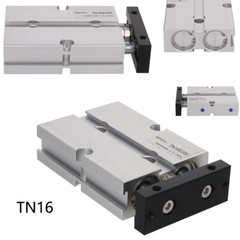 TN16mm Bore 10~150mm Stroke Dual Acting Pneumatic Air Cylinder Double Rod Alloy