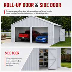45′ x 25′ x 14′ Outdoor Storage Shed Reinforced Steel Structure Barn Car Garage