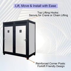 2-Stall Outdoor Portable Restroom Cabin Dual Toilet with Sink, Light & Vent Fan