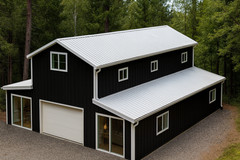 Steel Framed Barn Style Barndominium Kit with Huge 2nd Story Loft Mezzanine
