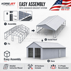 33FT x 25FT Metal Garage Barn – Reinforced Steel Structure with Dual Doors