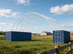 40×40 FT Shipping Container Canopy w/Galvanized Steel Frame & PVC Fabric Cover