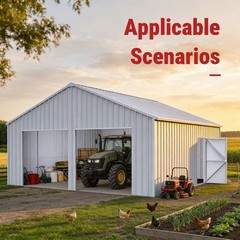 22FT x 23FT Double Garage Steel Barn Shed Cream Heavy Duty Metal Garage Shed