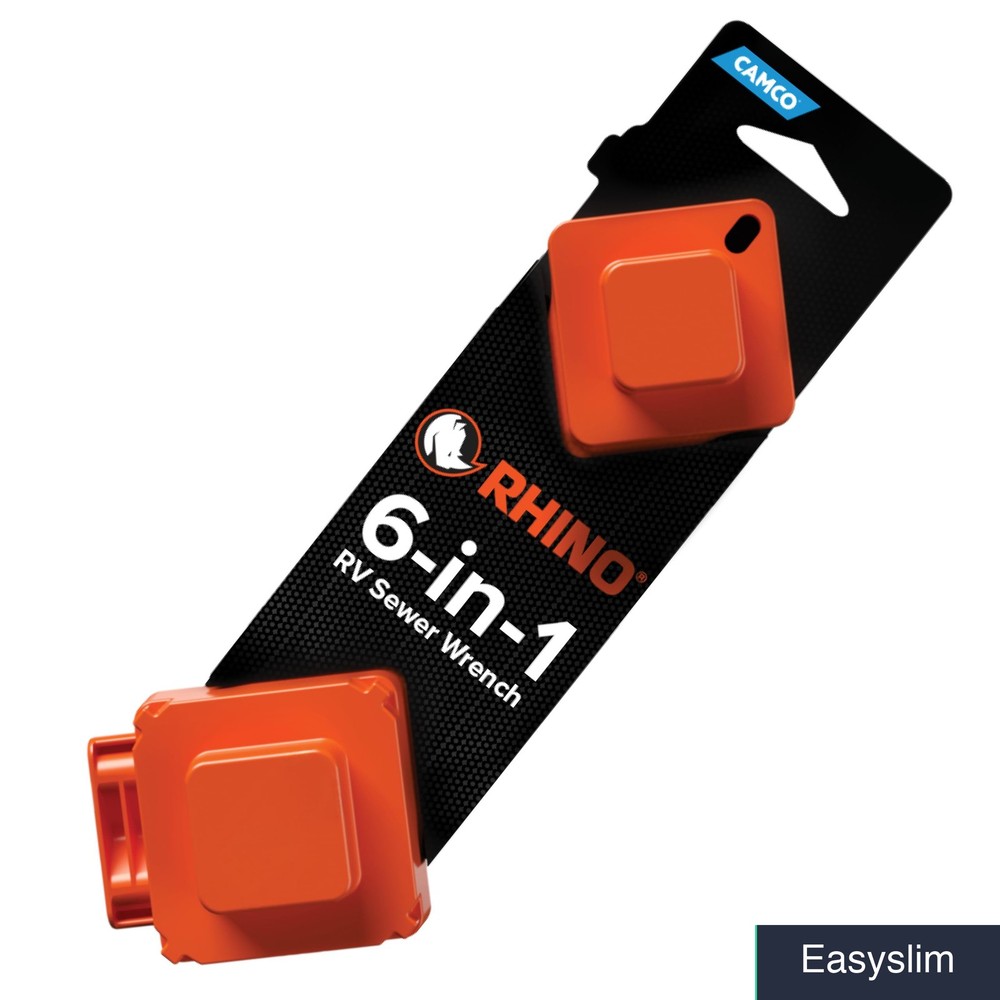 RV Sewer Wrench 6-in-1 Universal 3″ and 4″ Plugs Orange Plastic