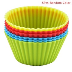 5Pcs Round Silicone Mold Cupcake Muffin Cup Baking Cookies Egg Tart Jelly Mold
