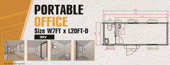 7ft x 20ft Portable Office/ Cabin with Bathroom/ Steel frame/Lockable Entry Door